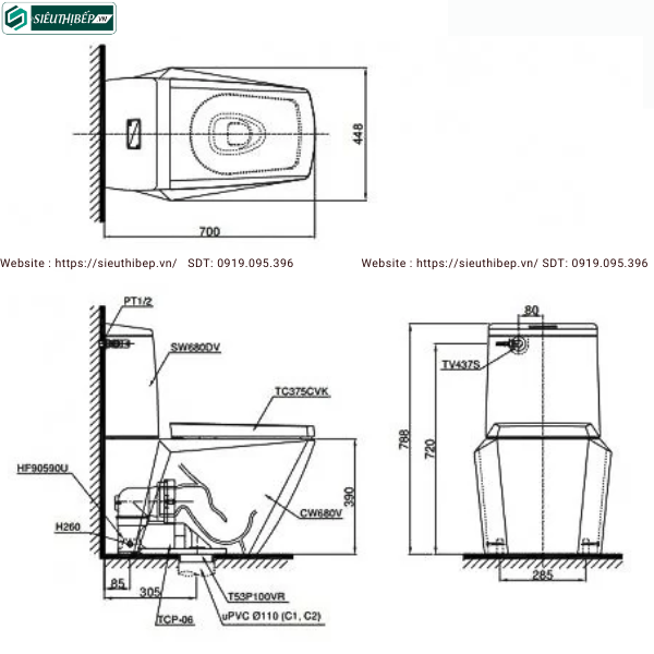 Bồn cầu 2 khối TOTO CS680DT4#XW (Nắp Đóng Êm TC375CVK)