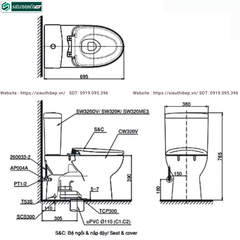 Bồn cầu 2 khối TOTO CS325DRT3#W (Nắp Đóng Êm TC385VS)