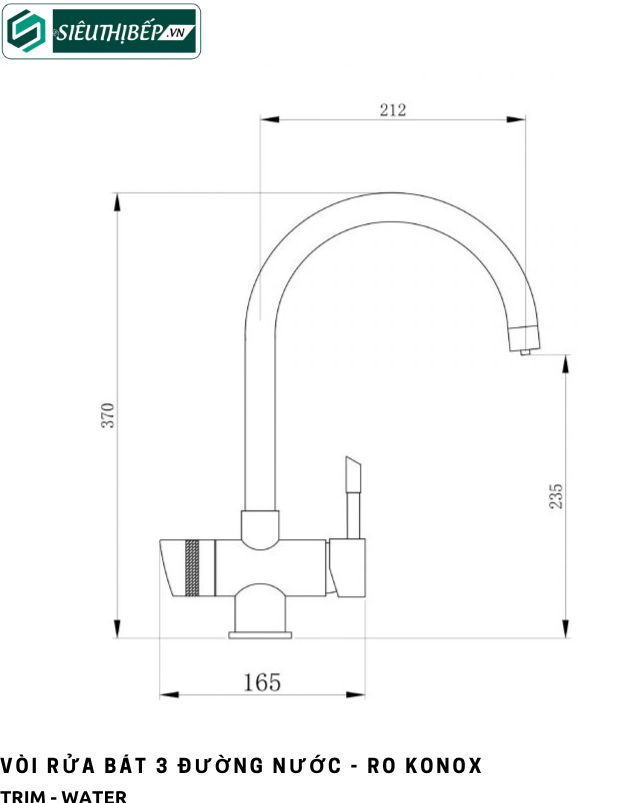 Vòi rửa bát Konox TRIM - WATER (3 đường nước - RO)