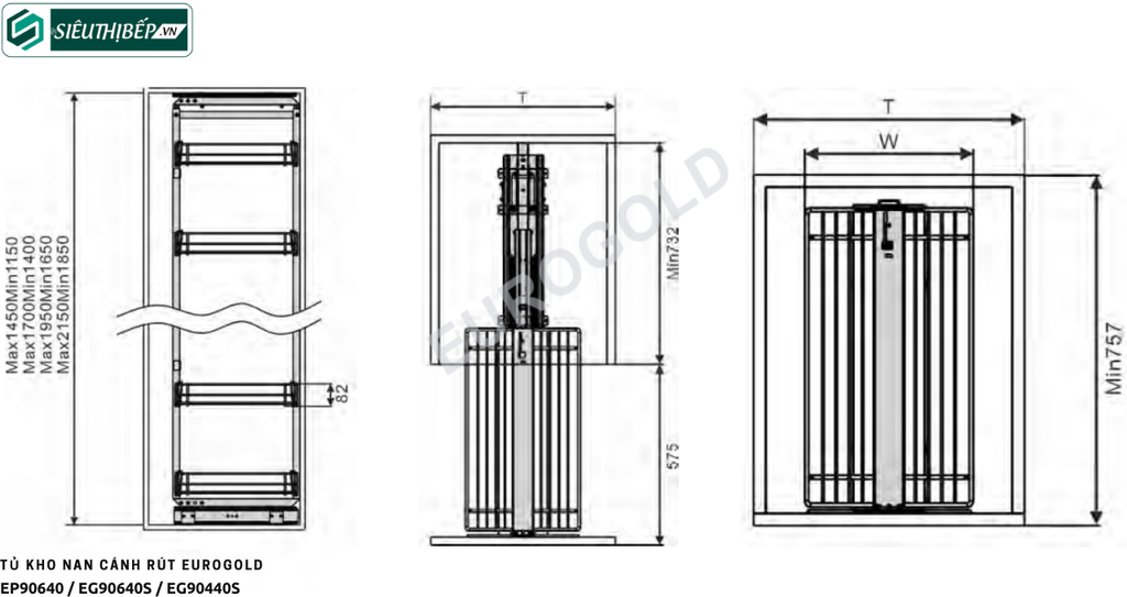 Tủ kho Eurogold EP90640 / EG90640S / EG90440S (Nan cánh rút)