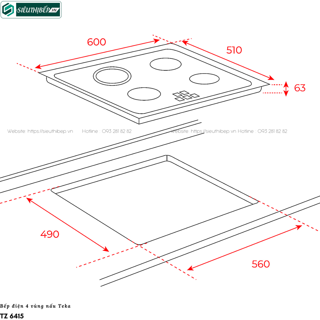 Bếp điện Teka TZ 6415 (4 vùng nấu - Made in Turkey)