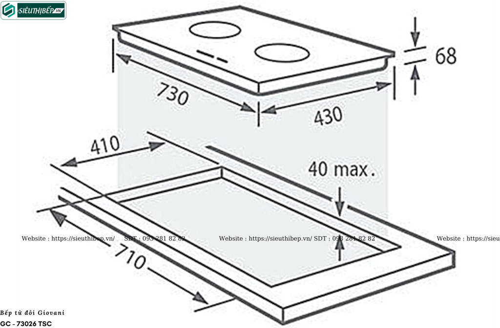 Bếp từ đôi Giovani GC - 73026 TSC (Made in Germany)