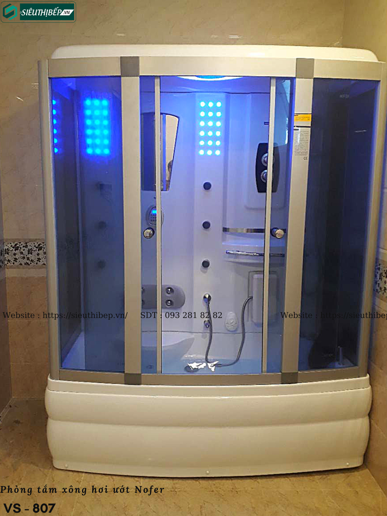 Phòng tắm xông hơi ướt Nofer VS - 807 (Công nghệ Châu Âu)