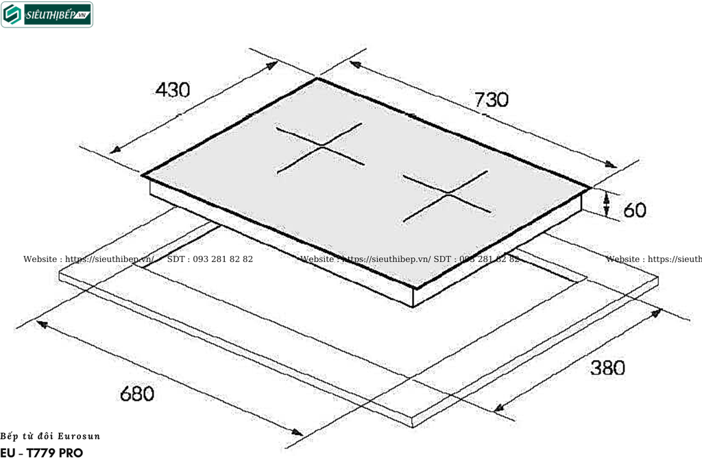 Bếp từ đôi Eurosun EU - T779 PRO (Inverter tiết kiệm điện)