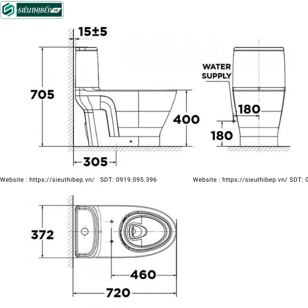 Bồn cầu 1 khối American Standard VF - 1862 (LOVEN Xả Xoáy Kép)