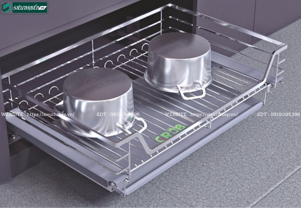 Giá xoong nồi tủ dưới Grob GB304 (Nan dẹt, inox xước mờ SUS304)