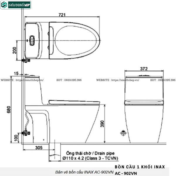 Bồn cầu 1 khối Inax AC - 902VN