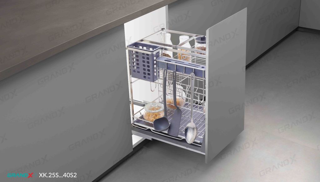 Giá dao thớt gia vị nan dẹt khung thép GrandX XK.25S / XK.30S / XK.35S / XK.40S