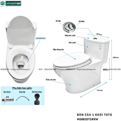 Bồn cầu 1 khối TOTO MS885DT2#XW (Nắp Đóng Êm TC393VS)