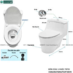Bồn cầu 1 khối TOTO CW823RAT8#W/T53P100VR (Nắp Đóng Êm TC600VS)