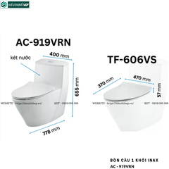 Bồn cầu 1 khối Inax AC - 919VRN (Nắp đóng êm)