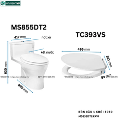 Bồn cầu 1 khối TOTO MS855DT2#XW (Nắp Đóng Êm TC393VS)