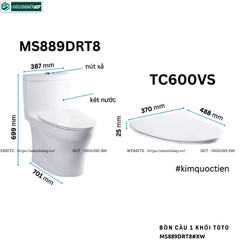 Bồn cầu 1 khối TOTO MS889DRT8#XW (Nắp Đóng Êm TC600VS)