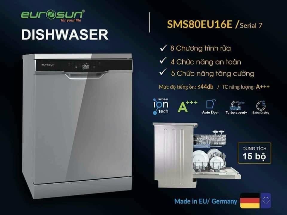 Máy rửa bát Eurosun SMS 80EU16E độc lập - Serial 7