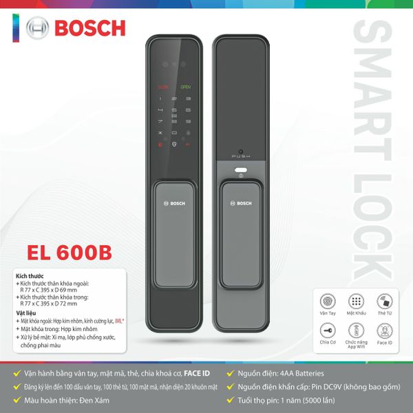 Khóa điện tử Bosch EL 600BK / EL 600B (FACE ID)