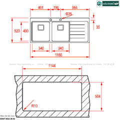 Chậu rửa bát Teka ZENIT RS15 2B 1D (Inox - 2 hộc 1 bàn chờ)