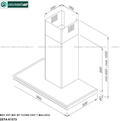 Máy hút mùi Malloca ZETA K1573 (Áp tường - Chữ T)
