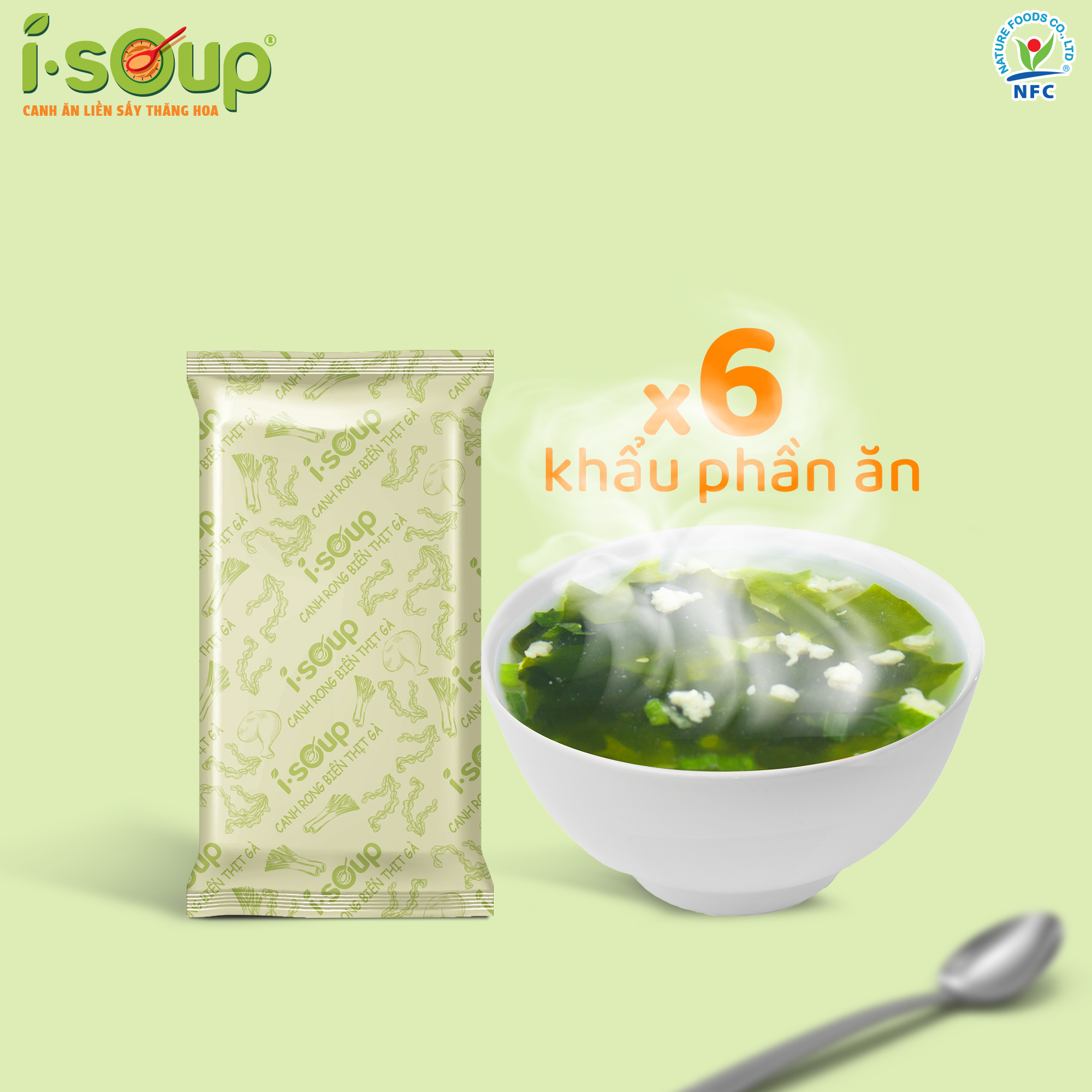 Canh Rong Biển Thịt Gà Ăn Liền ISOUP 42g 06 Viên - Viên Canh Ăn Liền Sấy Thăng Hoa