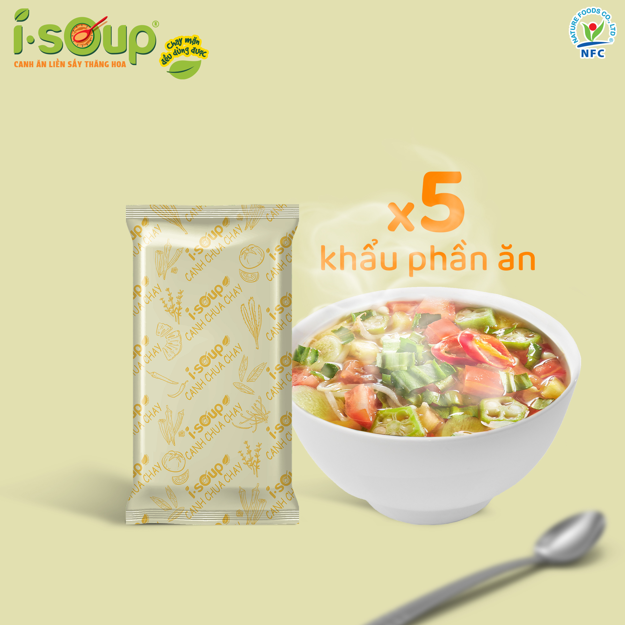 Canh Chua Chay Ăn Liền ISOUP 50g 05 Viên - Viên Canh Ăn Liền Sấy Thăng Hoa