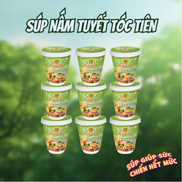 Combo 9 Ly Súp Nấm Tuyết Tóc Tiên Ăn Liền ISOUP HUUPS! Hũ 14G - Súp Ăn Liền Sấy Thăng Hoa