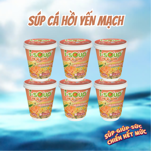 Combo 6 Ly Súp Cá Hồi Yến Mạch Ăn Liền ISOUP HUUPS! Hũ 23G - Súp Ăn Liền Sấy Thăng Hoa