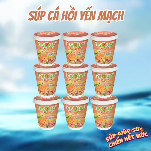 Combo 9 Ly Súp Cá Hồi Yến Mạch Ăn Liền ISOUP HUUPS! Hũ 23G - Súp Ăn Liền Sấy Thăng Hoa