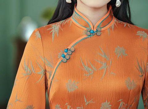  Sườn Xám Lụa Dài Tay Lở 