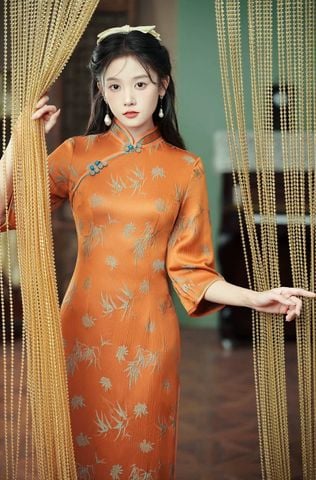  Sườn Xám Lụa Dài Tay Lở 