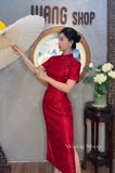  Sườn Xám Dài Đỏ 