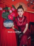  Sườn Xám Lụa Dài Đỏ 