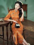  Sườn Xám Lụa Dài Tay Lở 