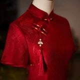  Sườn Xám Dài Đỏ 