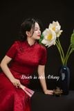  Sườn Xám Lụa Dài Đỏ 