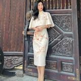  Sườn Xám Lửng Kèm Choàng 