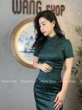  Sườn Xám Lụa Dài Xanh 