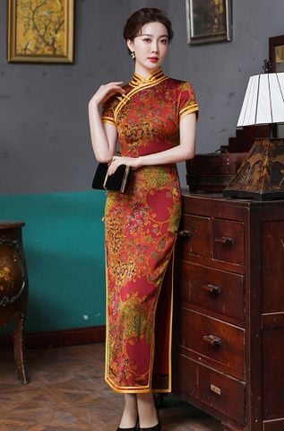  Sườn Xám Lụa Dài 