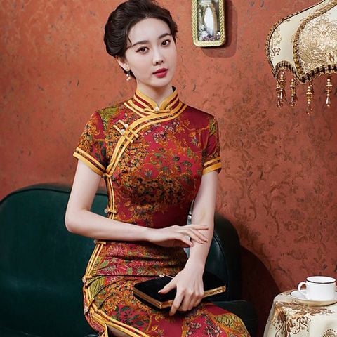  Sườn Xám Lụa Dài 