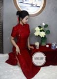  Sườn Xám Dài Đỏ 