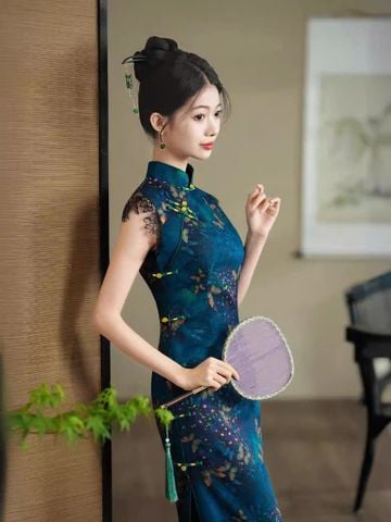 Sườn Xám Lụa Dài 