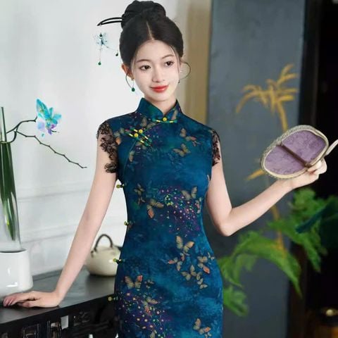  Sườn Xám Lụa Dài 