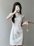 Sườn Xám Ngắn Trắng 