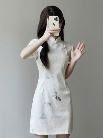  Sườn Xám Ngắn Trắng 