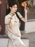  Sườn Xám Lụa Lửng 
