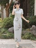  Sườn Xám Lụa Dài Xanh 