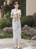  Sườn Xám Lụa Dài Xanh 