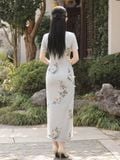  Sườn Xám Lụa Dài Xanh 