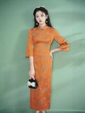  Sườn Xám Lụa Dài Tay Lở 