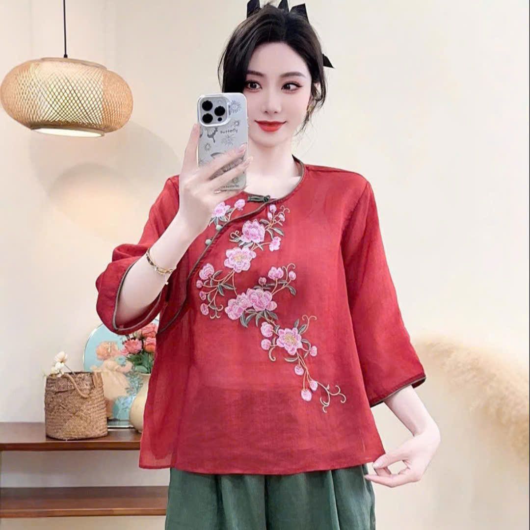  ÁO TAY LỠ VIỀN XANH 