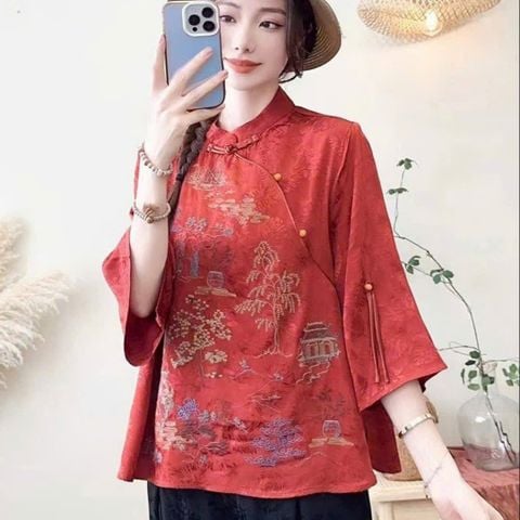  ÁO TAY LỠ HỌA TIẾT THÊU 