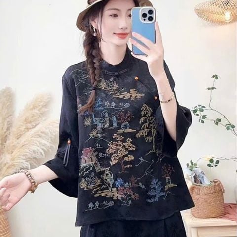  ÁO TAY LỠ HỌA TIẾT THÊU 